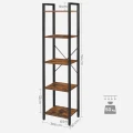 REGAŁ LOFTOWY Z 5 PÓŁKAMI – RUSTYKALNY BRĄZ I STAL - 154 x 40 x 30
