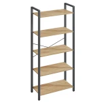 REGAŁ LOFTOWY Z 5 PÓŁKAMI – DĄB SONOMA I CZARNA STAL - 153 x 66 x 30