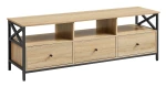 SZAFKA RTV SONOMA - 3 SZUFLADY, STALOWA RAMA - 147 x 40 x 50