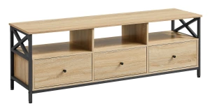 SZAFKA RTV SONOMA - 3 SZUFLADY, STALOWA RAMA - 147 x 40 x 50
