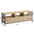 SZAFKA RTV SONOMA - 3 SZUFLADY, STALOWA RAMA - 147 x 40 x 50
