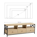 SZAFKA RTV SONOMA - 3 SZUFLADY, STALOWA RAMA - 147 x 40 x 50