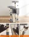 DRAPAK, DRZEWKO DLA KOTA - 2 LEGOWISKA I DOMEK - JASNOSZARY - WYSOKOŚĆ 115 CM - STABILNY
