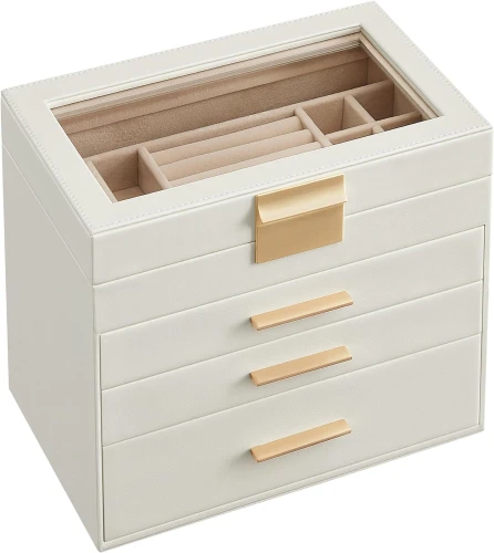 KASETKA NA BIŻUTERIĘ - BIAŁA - 25 x 21 x 15