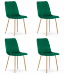 Krzesło LAVA - ciemna zieleń aksamit / nogi kolor drewna x 4