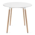 Stół KAMI Okrągły 80cm - biały / naturalne nogi