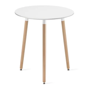 Stół KAMI Okrągły 60cm - biały / naturalne nogi
