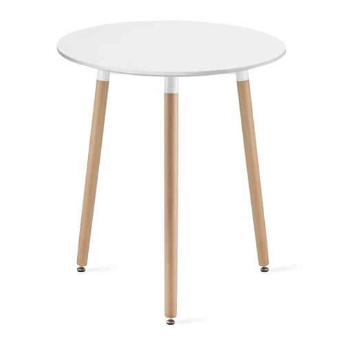 Stół KAMI Okrągły 60cm - biały / naturalne nogi