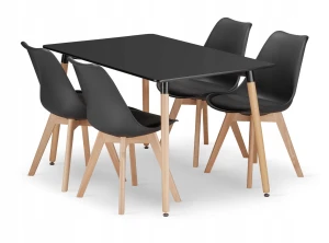 Zestaw stół prostokątny ADRIA 120x80 czarny + 4 krzesła MARK czarne