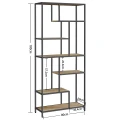REGAŁ INDUSTRIALNY Z 6 PÓŁKAMI - DĄB SONOMA I CZARNA RAMA - 180 x 80 x 30