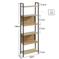 REGAŁ LOFTOWY Z 6 PÓŁKAMI – DĄB SONOMA I CZARNA STAL – 186 x 60 x 24