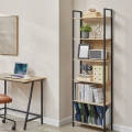 REGAŁ LOFTOWY Z 6 PÓŁKAMI – DĄB SONOMA I CZARNA STAL – 186 x 60 x 24
