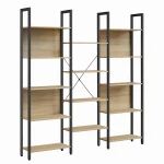 REGAŁ LOFTOWY Z 14 PÓŁKAMI – DĄB SONOMA I CZARNA STAL – 166 x 158 x 24