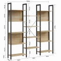 REGAŁ LOFTOWY Z 14 PÓŁKAMI – DĄB SONOMA I CZARNA STAL – 166 x 158 x 24