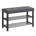 SZAFKA NA BUTY Z CIEMNOSZARYM SIEDZISKIEM - W STYLU LOFT - 49 x 81 x 31