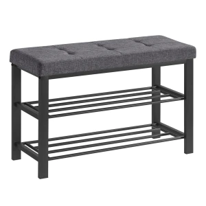 SZAFKA NA BUTY Z CIEMNOSZARYM SIEDZISKIEM - W STYLU LOFT - 49 x 81 x 31