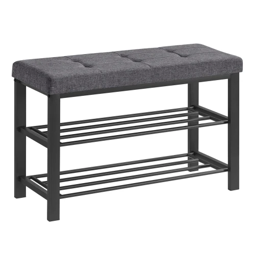 SZAFKA NA BUTY Z CIEMNOSZARYM SIEDZISKIEM - W STYLU LOFT - 49 x 81 x 31