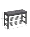 SZAFKA NA BUTY Z CIEMNOSZARYM SIEDZISKIEM - W STYLU LOFT - 49 x 81 x 31