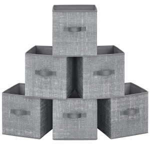 ZESTAW ORGANIZERÓW DO SZAFY - JASNOSZARY, Z UCHWYTAMI - 6 SZTUK