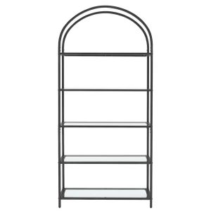 REGAŁ OTWARTY - CZARNA RAMA I HARTOWANE SZKŁO - 183 x 83 x 30
