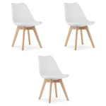 KRZESŁO MARK - BIAŁE - NOGI NATURALNE - 3 SZT