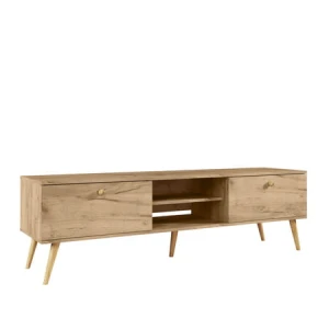 Szafka RTV BOHO - Z szufladami - Na wysokich nogach - 170 cm - Dąb Craft złoty
