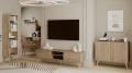 Szafka RTV BOHO - Z szufladami - Na wysokich nogach - 170 cm - Dąb Craft złoty