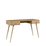 Biurko BOHO - Z szufladami - Na drewnianych nogach - 135 cm - Dąb craft złoty