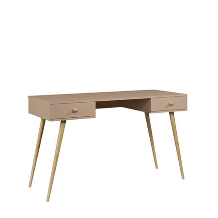 Biurko BOHO - Z szufladami - Na drewnianych nogach - 135 cm - Macchiato