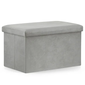 Pufa składana XL - 60x38x38cm aksamit szara