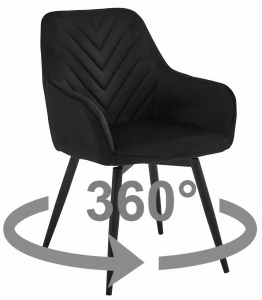 Krzesło NANA360 - czarny aksamit / nogi czarne x 1