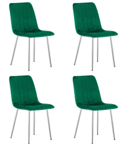 Krzesło LAVA - aksamit zieleń / nogi chrom x 4