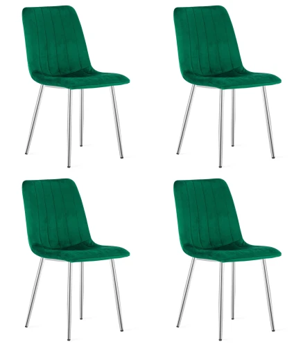 Krzesło LAVA - aksamit zieleń / nogi chrom x 4