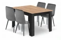 Zestaw stół NP 120x80cm Craft Czarny + 4 krzesła LAVA szare