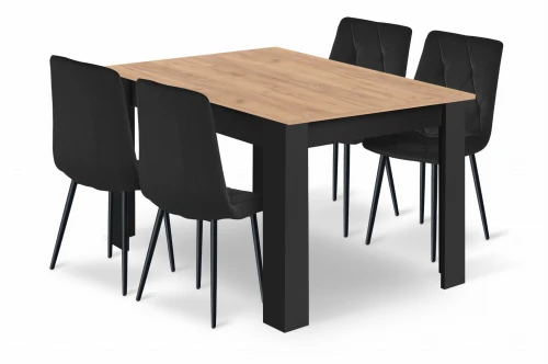 Zestaw stół NP 120x80cm Craft Czarny + 4 krzesła LIBRA czarne