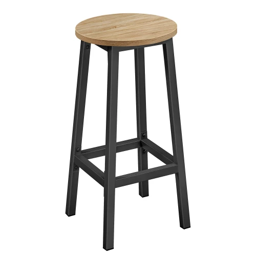 Taboret barowy - dąb sonoma / nogi czarne