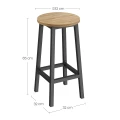 Taboret barowy - dąb sonoma / nogi czarne
