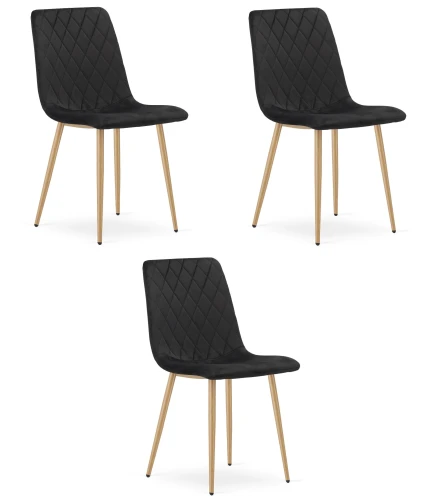 Krzesło TURIN - czarny aksamit / nogi kolor drewna x 3