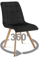 Krzesło CIEZA 360° czarne – obrotowe, welur, siedzisko na wys. 52 cm, na metalowych nogach w dekorze dębu