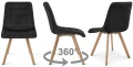 Krzesło CIEZA 360° czarne – obrotowe, welur, siedzisko na wys. 52 cm, na metalowych nogach w dekorze dębu