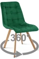 Krzesło CIEZA 360° zielone – obrotowe, welur, siedzisko na wys. 52 cm, na metalowych nogach w dekorze dębu