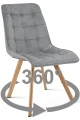 Krzesło CIEZA 360° jasnoszare – obrotowe, welur, siedzisko na wys. 52 cm, na metalowych nogach w dekorze dębu