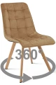 Krzesło CIEZA 360° brązowe – obrotowe, welur, siedzisko na wys. 52 cm, na metalowych nogach w dekorze dębu