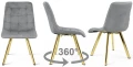 Krzesło CIEZA 360° jasnoszare – obrotowe, welur, siedzisko na wys. 52 cm, na złotych metalowych nogach