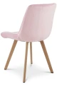 4 krzesła SORIA jasnoróżowe – tapicerowane welurem, siedzisko 53 cm, na metalowych nogach w dekorze dębu