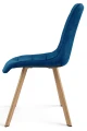 3 krzesła CIEZA granatowe – welurowa tapicerka, na metalowych nogach w dekorze dębu, do jadalni