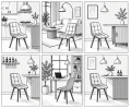 2 krzesła CIEZA jasnobeżowe – welur, kompaktowa szerokość 49 cm, na metalowych nogach w dekorze dębu