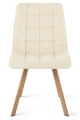 4 krzesła obrotowe CIEZA 360° jasnobeżowe – welur, na metalowych nogach w dekorze dębu, do jadalni