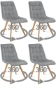 4 krzesła obrotowe CIEZA 360° jasnoszare – welur, na metalowych nogach w dekorze dębu, do jadalni