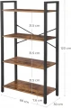 REGAŁ LOFTOWY Z 4 PÓŁKAMI – RUSTYKALNY BRĄZ I STAL - 120 x 66 x 30
